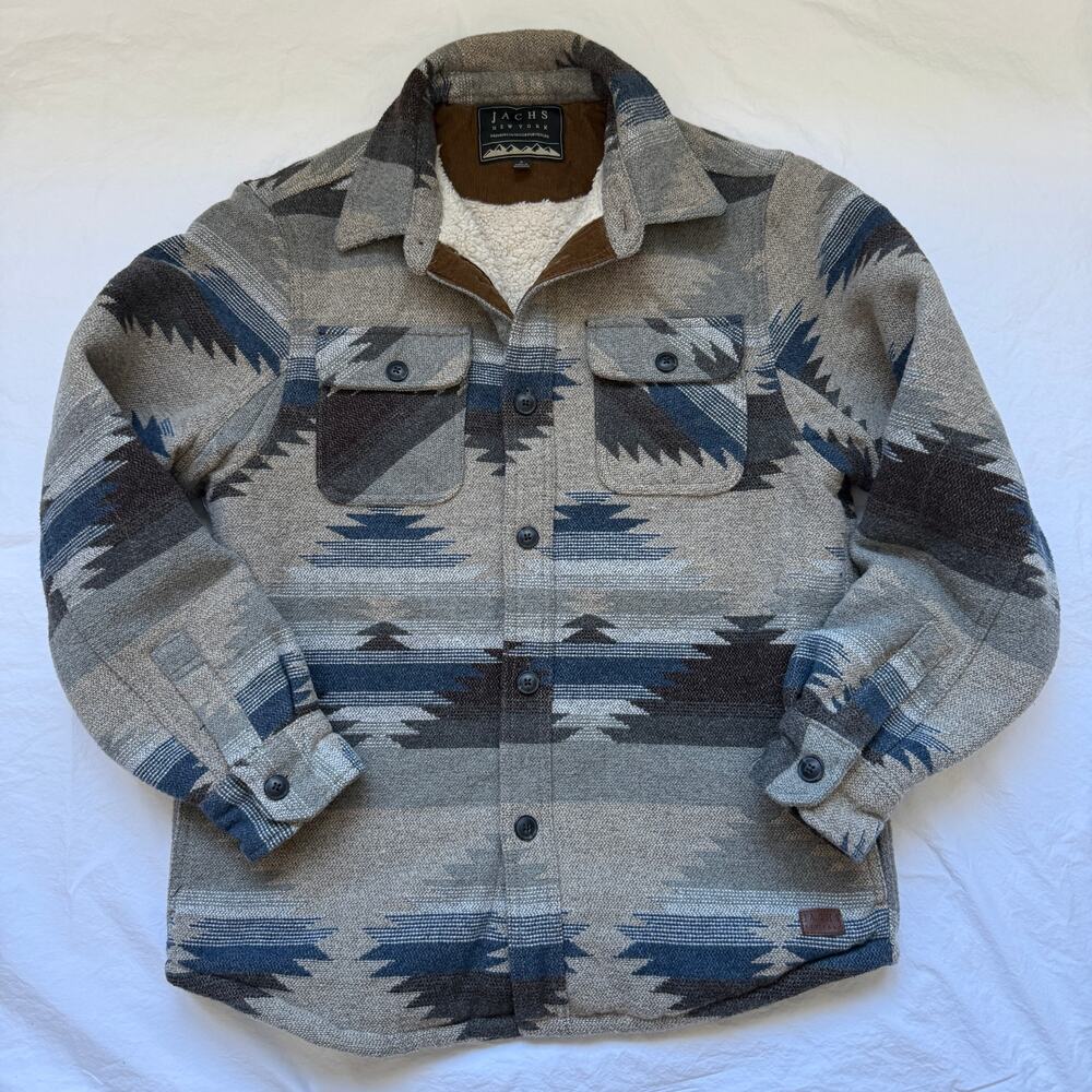 Jachs New York Wool Blend Jacket Shacket Size S Sherpa Lined Aztec EUC